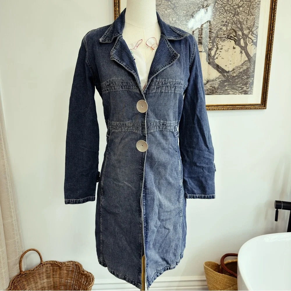 ✨ FREE PEOPLE vintage denim jacket trench